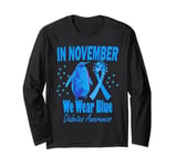 In November We Wear Blue Pesto Penguin diabetes Awareness Long Sleeve T-Shirt