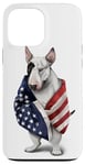 Coque pour iPhone 13 Pro Max Bull Terrier Dog Patriot Wrap dans le drapeau des États-Unis Amérique