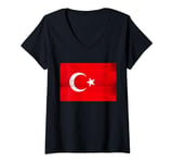 Womens Turkey Flag, Flag of Turkey, Country of Turkey, Turkey V-Neck T-Shirt