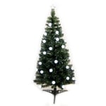 WeRChristmas 6 ft Pre-Lit Fibre Optic Christmas Tree with 84-LED Ball Decorations, Green/ White