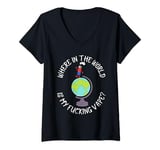 Womens Where In The World Is My Fcking Vape Apparel V-Neck T-Shirt