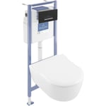 Pack wc suspendu sans bride villeroy et boch Avento + Bâti support ViConnect Pro + abattant frein de chute + plaque noir mat