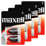 8 X Maxell Taille C Piles Zinc R14 MN1400 UM2 Bébé Bas / Constant Purge 0% Hg