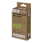 Simply ECO001 Apple Approved Type-C to iPhone Braided Black Eco-Friendly 1.5m Charging Cable for iPhones