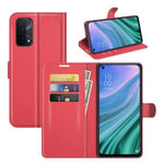 Oppo A54 5G      Pu Wallet Case    [Red]