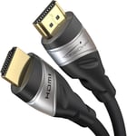 Câble HDMI 10K & 8K, HDMI 2.1b - Certifié, Développé en Allemagne - 1 m (Câble HDMI 2.1 Ultra High Speed, pour PC et consoles comme PS5 et Xbox, moniteur et TV - argenté/noir)