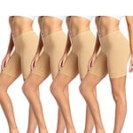 wirarpa Anti Frottement Cuisse Femme Short sous Robe Panty Coton Shorty Lot de 4 Beige Taille 4XL