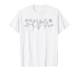 Minimalist Black and White Flowers T-Shirt