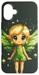 iPhone 16 Plus Charming Retro-Style Pixie Fairy with Green Wings for Kids Case