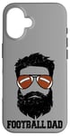 iPhone 16 Football Dad Funny Messy Hair Beard Football Dad Case