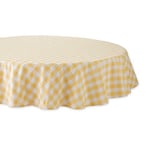 DII Checkered Tabletop Collection Nappe Ronde 100% Coton Lavable en Machine Jaune 178 cm