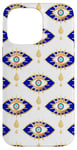 iPhone 14 Pro Max Blue and Gold Evil Eyes Case