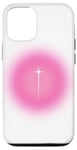 Coque pour iPhone 12/12 Pro Pink Aura Y2K Croix de foi chrétienne