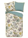Descanso Parure de lit en Satin de Coton Bio avec Housse de Couette Wood, Multicolore 200 x 200 cm + 2-80 x 80 cm Motif : Fleurs
