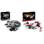 LEGO Star Wars Millennium Falcon, Vaisseau Spatial à Collectionner, Set de Construction Créatif & Icons McLaren MP4/4 et Ayrton Senna, Set de Construction pour Adultes, avec Une Minifigurine