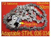  tronconneuse chaine 72 maillons 1.6 GUIDE 50 cm pour STIHL 034 036 038 039 029 