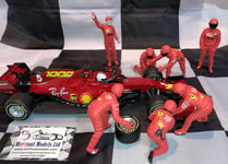 1:18 American Diorama 76556 7 figure Ferrari F1 Pit Crew Set#3 - Decals Applied