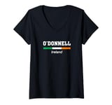 Womens O'Donnell Irish Family Name St Patricks Day Ireland Flag V-Neck T-Shirt