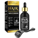 Hair Growth Serum with Biotin-Beard Growth Kit-Hair Care for Healthy Hair Beard Grooming kit Growth for Men-Thicken and Strengthen for Hair Regrowth with 0.25mm Roller-60ML