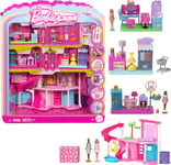 Barbie Mini Barbie Land DreamHouse & 3 Playsets with 4 1.5-Inch Dolls, Doll House Furniture & Accessories, Includes Pet Boutique, Hair Salon, & SuperMarket, JGL31