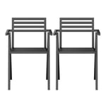 NINE - 19 Outdoors - Stacking Arm Chair Set of 2, Black - Matstolar utomhus - Butterfield Brothers - Svart - Metall