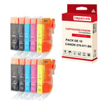 NOPAN-INK - x10 Cartouche compatible pour CANON PGI 570 XL - CLI 571 XL PGI 570XL - CLI 571XL Noir (x2) + Cyan (x2) + Magenta (x2) + Jaune (x2) + Photo Noir (x2) ()