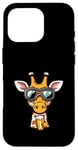 Coque pour iPhone 16 Pro Girafe de ski avec bière | Funny Party Comic