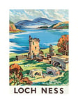 Wee Blue Coo Travel Scotland Castle Loch Ness British Railways Picture Wall Art Print