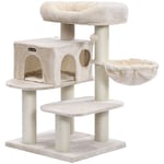 Songmics - feandrea Arbre à Chat, avec Plate-Forme d'Observation xxl, Hamac, Grande Grotte, Troncs épais en sisal, Stable, Beige, PCT01M