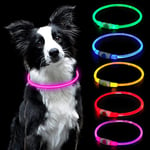 AUAUY Collier Lumineux LED pour Animaux, Rechargeable USB, Découpable, Imperméable, Réglable, pour Petits, Moyens et Grands Chat et Chien (Rose)