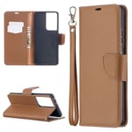 Samsung Galaxy S21 Ultra 5G etui med en rem - Brun