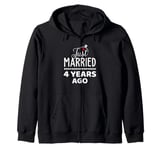 Just Married 4 Years Ago 4th Wedding Anniversary Men Women Zip Hoodie