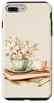 Coque pour iPhone 7 Plus/8 Plus Aquarelle Sauge Green Flower Books And Coffee