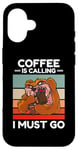 Coque pour iPhone 16 Vintage Sloth Coffee appelle I Must Go Coffee Lover