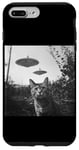 Coque pour iPhone 7 Plus/8 Plus Cat Selfie with UFO Weird 50s Photo -