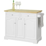 SoBuy FKW100-WN Desserte Roulante Meuble de Rangement à roulettes Chariot de Service Buffet Commode Bahut en Bois avec 2 Tiroirs et 3 Portes, 115x46x90,2 cm