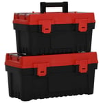 2-Piece Tool Box Set, Black & Red, PP Material, Large & Small Sizes