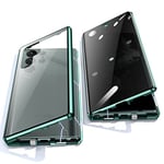 Jonwelsy Anti Peeping Case for Samsung Galaxy S22 Ultra, 360 Degree Front and Back Privacy Tempered Glass Cover, Anti SPY Screen, Anti Peep Magnetic Adsorption Metal Bumper for S22 Ultra (Green)