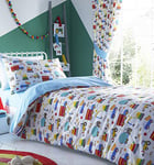 Kids' Club Bedding Kidz Club Bright Trucks Childrens Diggers Single Duvet Cover Reversible Bedding Set, Multicolor