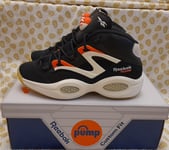 Reebok Question Pump Basketball Mid Trainers H06496 Black White Orange Size 9uk