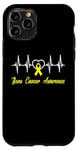 Coque pour iPhone 11 Pro Ruban jaune de sensibilisation au cancer des os HeartBeat In Juillet