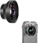 NEEWER Objectif grand angle HD 18 mm 100° uniquement pour plaque arrière de filetage de 17 mm, grossissement 0,5x compatible avec SmallRig Neewer iPhone Samsung avec adaptateur d'objectif 17 mm, LS-42