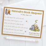 Personalised Book Request Cards Winnie The Pooh Baby Shower Book Cards x10