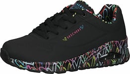 Skechers Women's Uno Loving Love Sneaker, Black, 2 UK