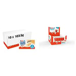 Kinder Happy Hippo Hazelnut Biscuit with Cream Filling, 5 Biscuits, Box of 10 (50 Total) & Chocolate Medium Bar, Box of 36 Bars