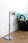 CHROME PLATED LOO TOILET ROLL PAPER HOLDER FREE FLOOR STANDING STAND UNIT 00127