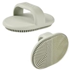 BÉABA, Brosse de Bain pour Bébé en Silicone, Toilette Bébé, 2 Côtés, Poils Fin pour Masser bébé, Poils épais pour croûtes de lait, 100% Silicone Doux, Vert de gris