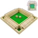 Shut The Box Jeu de Société en Bois, Classique-Jeu de Dés-Jeu de Rassemblement de la Famille Jouet de Voyage pour 2-4 Joueurs avec Sac de Stockage Formation en Logique Mathématique Cadeau pour Enfants