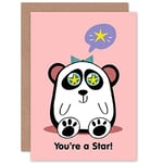 Wee Blue Coo Kawaii Panda Star You're a Star Greeting Card With Envelope Blank Inside Premium Quality