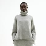 Oversized Høyhalset Strikkegenser Ull - Grey - M